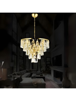 Ronisu Aydınlatma Miray Salon Oturma Odası Taşlı Avize Kristal Cam Taşlı Lüks Avize