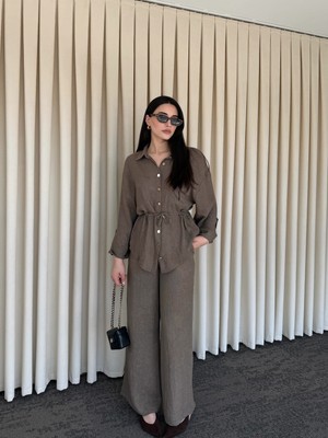 Laluvia Koyu Kahve Gömlek Pantolon Takım - 51311