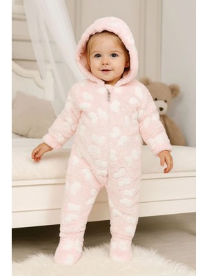 GMG Collection Baby Kız Bebek Kelebekli Kapüşonlu Peluş Tulum, Welsoft Tulum, Uyku Tulumu, Astronot Tulum
