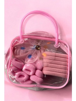 Kokoş Çantalı Havlu Toka Set Pembe