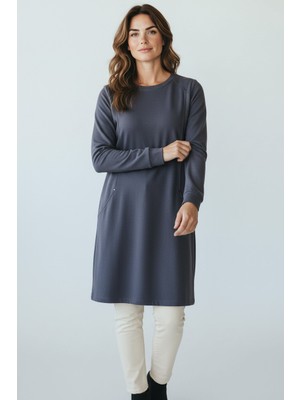 Ece Giyim Kadın Kolu Manşetli Cepli Bisiklet Yaka Tunik