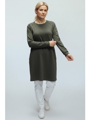 Ece Giyim Kadın Kolu Manşetli Cepli Bisiklet Yaka Tunik