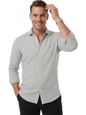 Deepsea Koyu Gri Slim Fit Çizgili %100 Pamuk Erkek Gömlek – Nefes Alan Şık Günlük Gömlek 2602626