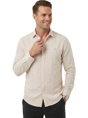 Deepsea Bej Slim Fit Çizgili %100 Pamuk Erkek Gömlek – Nefes Alan Şık Günlük Gömlek 2602626