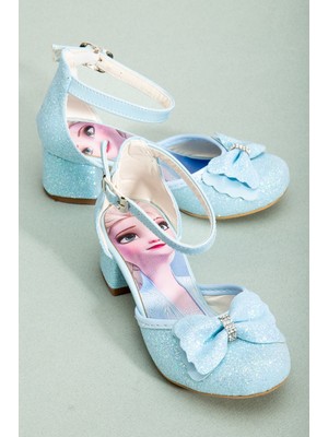 SGF Kids Mavi Çocuk Karakterli Topuklu Abiye Ayakabı