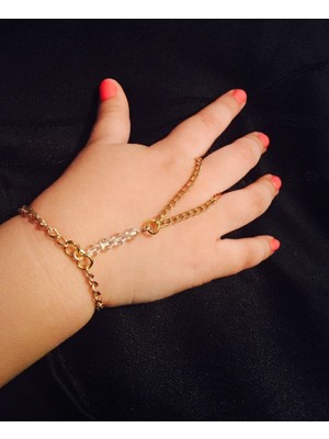 Shiklik Bebek ve Çocuk Altın Rengi Şahmeran - Kristal Boncuklu El Bilekliği