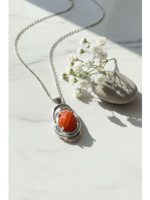 Dünya Doğal Taş Kırmızı Jasper Taşı Kolye