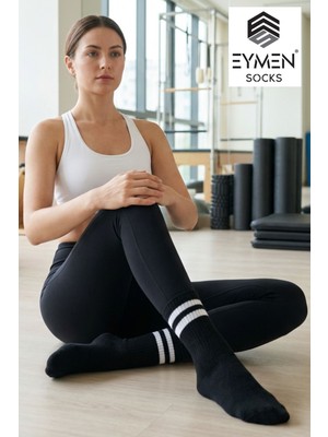 Eymen Socks 3'lü Ekonomik Uzun Rahat Fitilli Kolej Çemberli Tenis Çorabı Siyah - Erkek Kadın Için Uygun