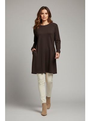 Ece Giyim Kadın Kolu Manşetli Cepli Bisiklet Yaka Tunik