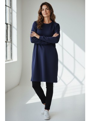 Ece Giyim Kadın Kolu Manşetli Cepli Bisiklet Yaka Tunik