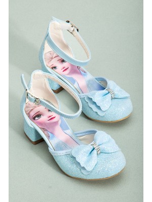 SGF Kids Mavi Çocuk Karakterli Topuklu Abiye Ayakabı