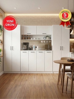 Dorpek Tuco 4 Kapaklı Mutfak Dolabı & 2*tuco 2 Kapaklı 5 Raflı Kiler Dolabı Çok Amaçlı Dolap Beyaz