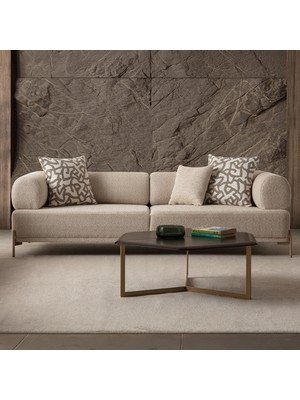 Edsy Home Mokka Üçlü Koltuk Krem Renk