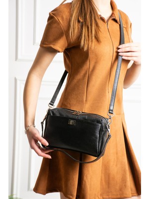 Piel Lino Pıel Lıno Kadın Hakiki Deri Omuz ve Çapraz Çanta PL038-D Siyah