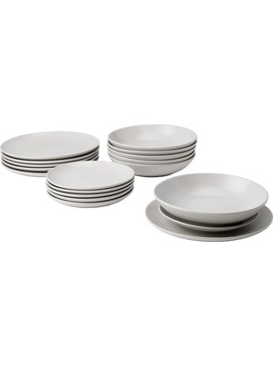 Ikea Fargklar Yemek Takımı Mat Açık Gri 18 Parça