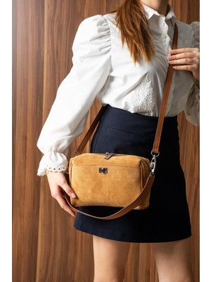 Piel Lino Pıel Lıno Kadın Hakiki Süet Deri Omuz ve Çapraz Çanta PL038-S Taba