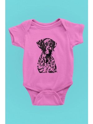Darkhane Alman Shorthair - Köpek Baskılı Unisex Pembe Bebek Body - Zıbın BB002