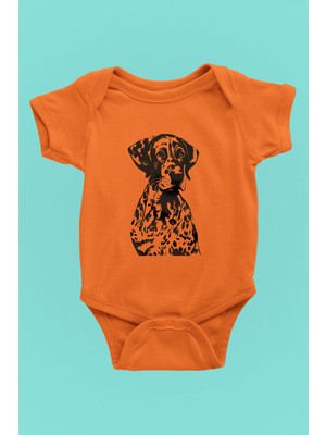 Darkhane Alman Shorthair - Köpek Baskılı Unisex Turuncu Bebek Body - Zıbın BB005