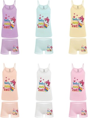 GMG Collection Baby 6 Lı Paket Kiz Çocuk Boxer Atlet Takım 4-9 Yaş