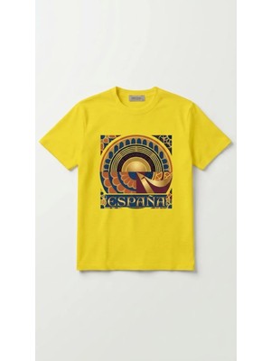 Hoxie Unisex Basic Ispanya Dijital Baskılı Tişört Sarı / 2xl