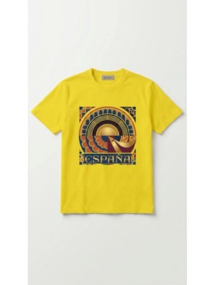 Hoxie Unisex Basic İspanya Dijital Baskılı Tişört Sarı / XL