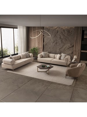 Edsy Home Mokka 3+3+1 Koltuk Takımı Krem Renk