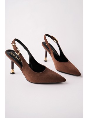 Muggo Chic Sivri Burun Arkası Açık Kadın Topuklu Ayakkabı