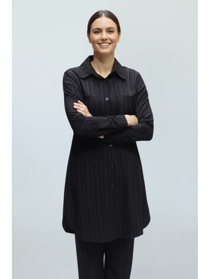 Ece Giyim Kadın Tunik Önden Düğmeli Üstten Cepli Kol Manşetli Pantolon Beli Lastikli Cepli Ikili Takım