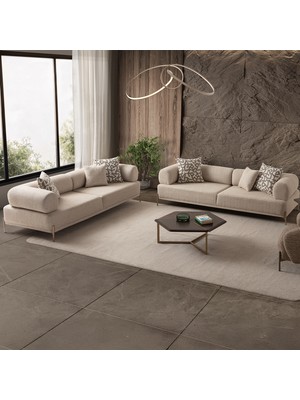 Edsy Home Mokka 3+3 Koltuk Takımı Krem Renk