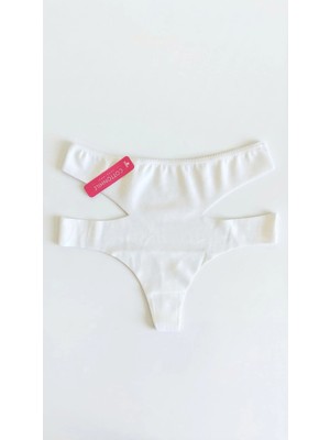Zi Beyaz Yüksek Bel Lazer Kesim Kadın Tanga Külot