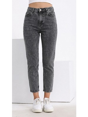 Lenithra Kadın Yüksek Bel Power Likralı Mom Jean