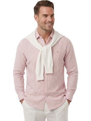 Rizzup Pembe Slim Fit Çizgili %100 Pamuk Erkek Gömlek – Nefes Alan Şık Günlük Gömlek 2602626