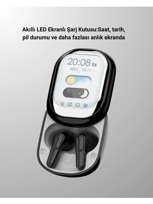 Akıllı Ekranlı Bluetooth 5.4 Kablosuz Kulaklık – Dokunmatik ve Şarj Kutulu Tdms-07