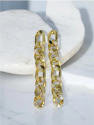 CHERIECHIC Jewels Uzun Zincir Model Baget Taşlı Küpe (G)