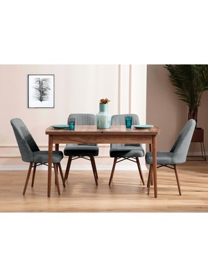 Eymense Lidyana 4 Sandalyeli Mutfak Masa Takımı Gri