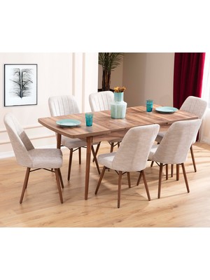 Eymense Lidyana 6 Sandalyeli Mutfak Masa Takımı Krem