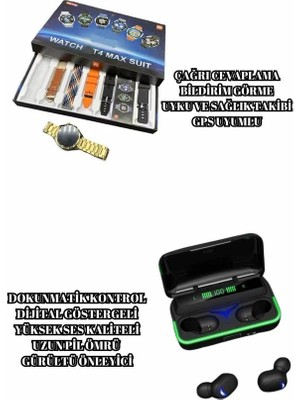 Powerbank Bluetooth Kulaklık ve Akıllı Saat 7 Kordonlu Metal Kordon Plastik Kordon Tdms-07
