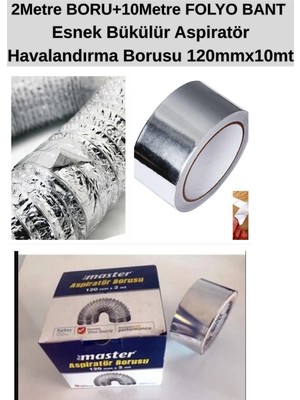 Master SET Esnek Bükülebilir Aspiratör Havalandırma Borusu ÇAP=120MM Uzunluk= 2 Metre