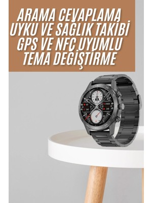 Akıllı Saat Çelik Kordon Çağrı Cevaplama Amoled Ekran Titreşimli Uyku ve Sağlık Takibi Tdms