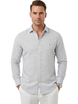 Rizzup Gri Slim Fit Çizgili %100 Pamuk Erkek Gömlek – Nefes Alan Şık Günlük Gömlek 2602626