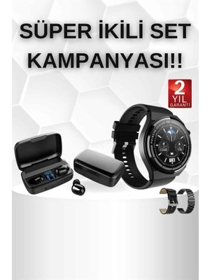Kablosuz Bluetooth Kulaklık ve Kordon Hediyeli Akıllı Saat Nabız Ölçer Uzun Pil Ömrü Tdms-07