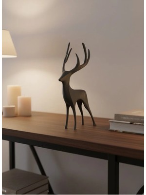 Gri Geyik Biblo Minimal Tasarım Şık Ev Aksesuarı Tdms-07