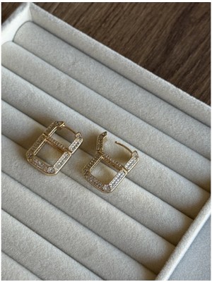 CHERIECHIC Jewels Full Zirkon Taşlı Monogram Leyla Küpe