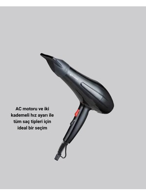 2200W Fön Makinesi – Profesyonel Ac Motor, Soğuk ve Sıcak Üfleme Tdms-07