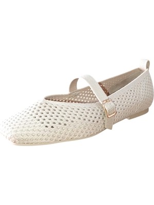 White Line 436 Kadın Baletli Triko Örgü Babet Bej