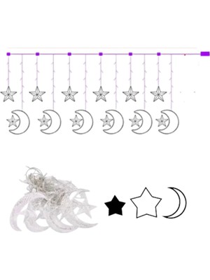 Ramazan Için Hilal Yıldız Işık Zinciri Yanıp Sönen ve Sabit Modlu Tdms-07