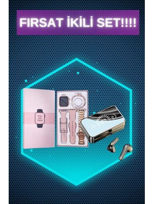 Bileklikli Amoled Ekran Akıllı Saat ve Dijital Göstergeli Kablosuz Bluetooth Kulaklık Anc/ Enc T