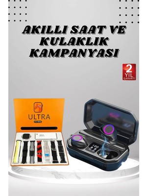 Yeni Nesil Akıllı Saat ve Bluetooth Kulaklık Kampanyası Dijital Göstergeli Powerbankli Tdms-07