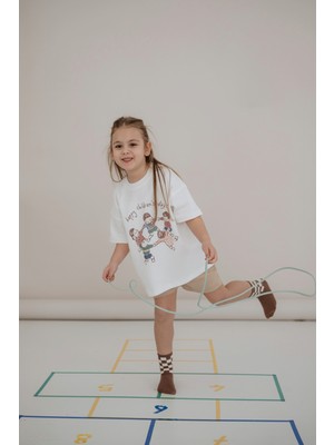 Oh la la Koala For Little Ones Happy Çocuk Baskılı Oversize Kısa Kollu T-Shirt