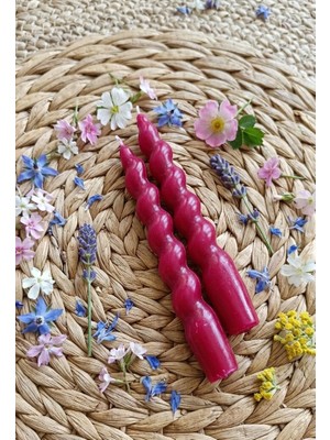 Drn Pembe Renkli Spiral, Burgulu Pinterest Model Şamdan Mum 2' Li Set